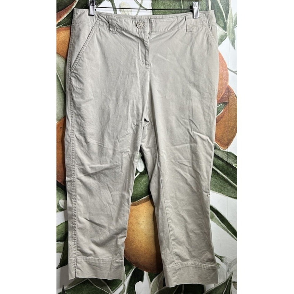 Tommy‎ Bahama Size 10 Beige Khaki Cotton Blend Cropped Pants